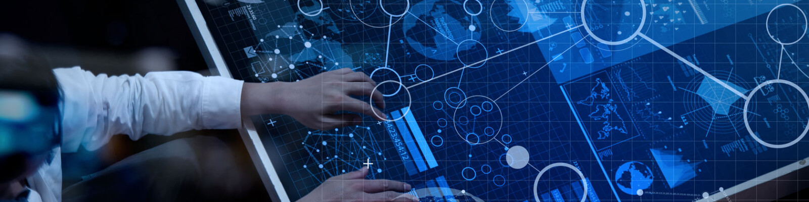 businessman hand working with modern technology and digital laye